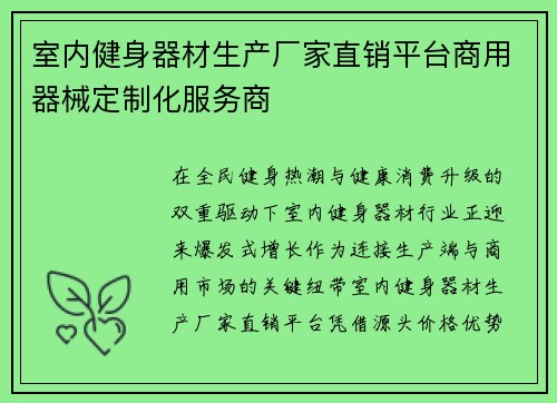 室内健身器材生产厂家直销平台商用器械定制化服务商